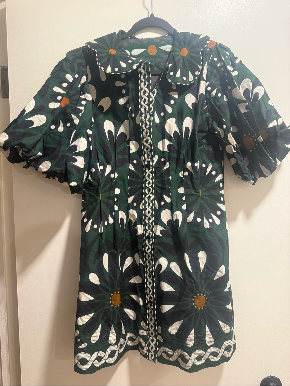 Farm Rio Green Floral Puff-Sleeve Mini Dress - Picture 2 of 4